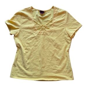 Vintage Y2K Nevada Yellow Strappy Ring Top Cutout Baby Tee T-Shirt Retro 2000s